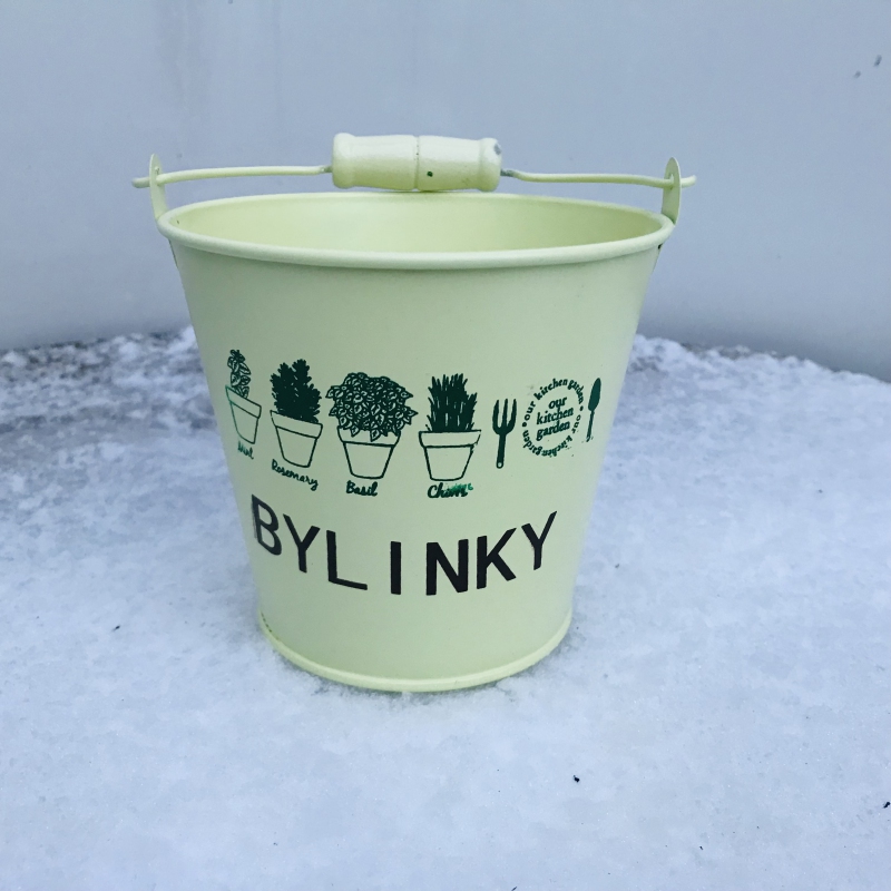 Obal  kovový žltý bylinky