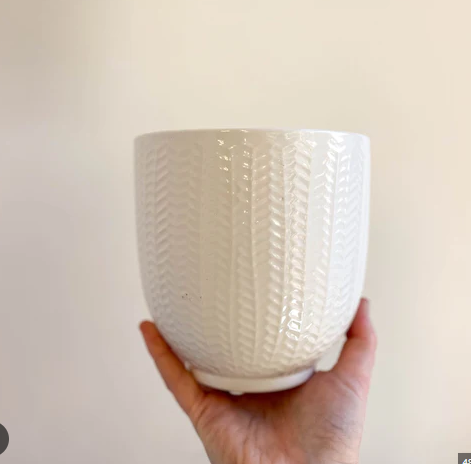 Obal na kvetináč keramický biely s leskom