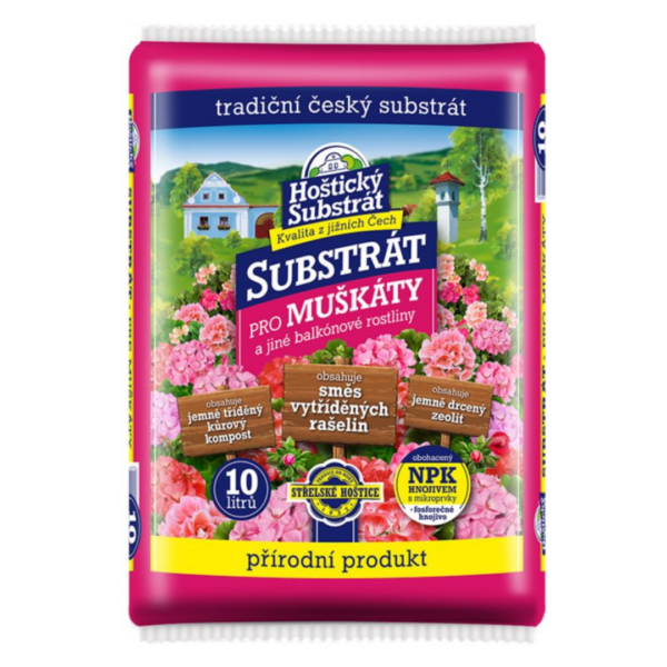 Hoštický Substrát na muškáty a balkónové kvety 10l