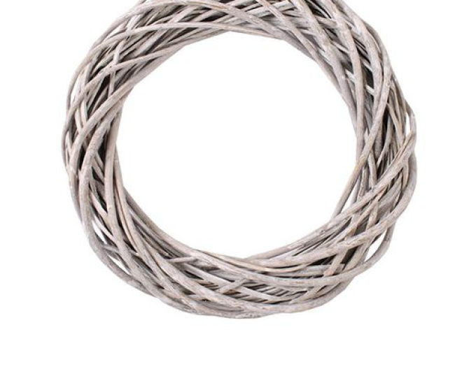 Prútený veniec šedý 35cm