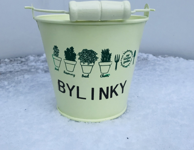 Obal  kovový žltý bylinky