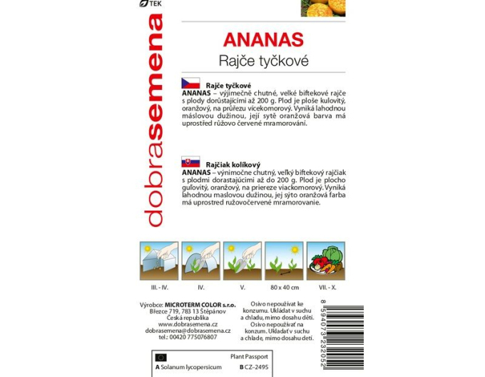 Dobrá semena Rajčiak kolíkový žltý ´Ananas´