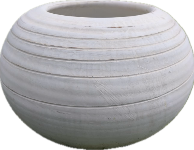 Kvetináč hlinený biely ´Guľa L´