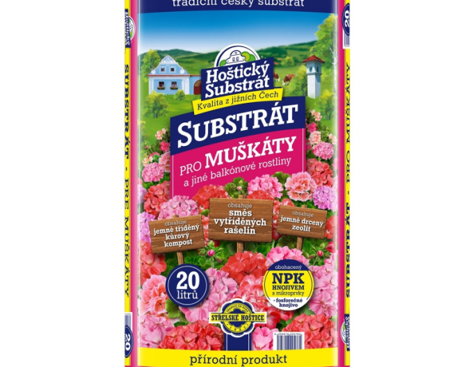 Hoštický Substrát na muškáty a balkónové kvety 20l